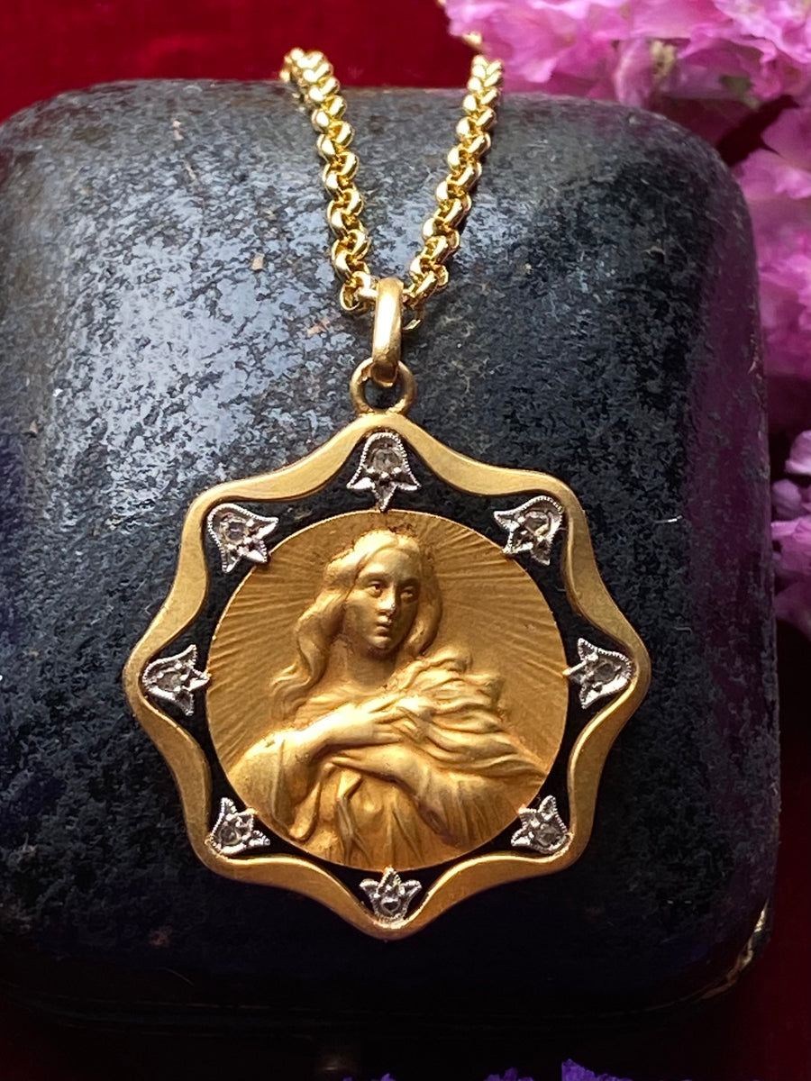 Gold Mother Mary Medal Pendant