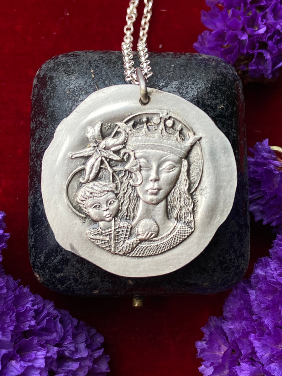 French Mother Mary Medal Pendant