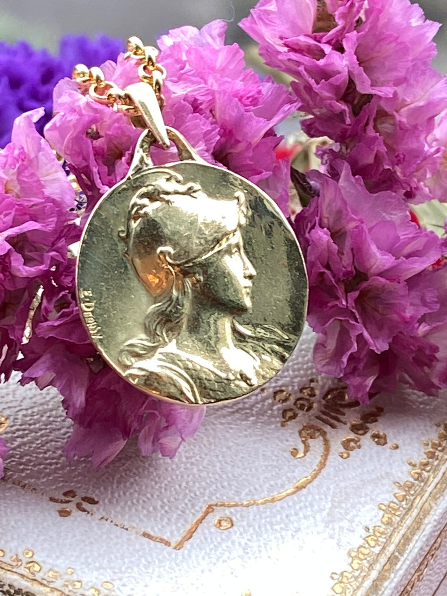 Antique French Gallia Marianne Medal Pendant