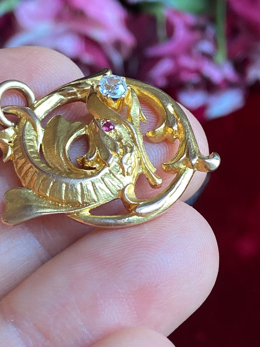 Antique Gold Wyvern Chimera Pendant