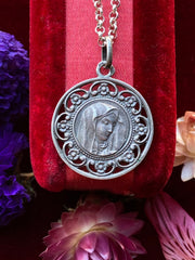 Our Lady of Sorrows Medal Pendant, Antique French - ShopSacredBarcelona