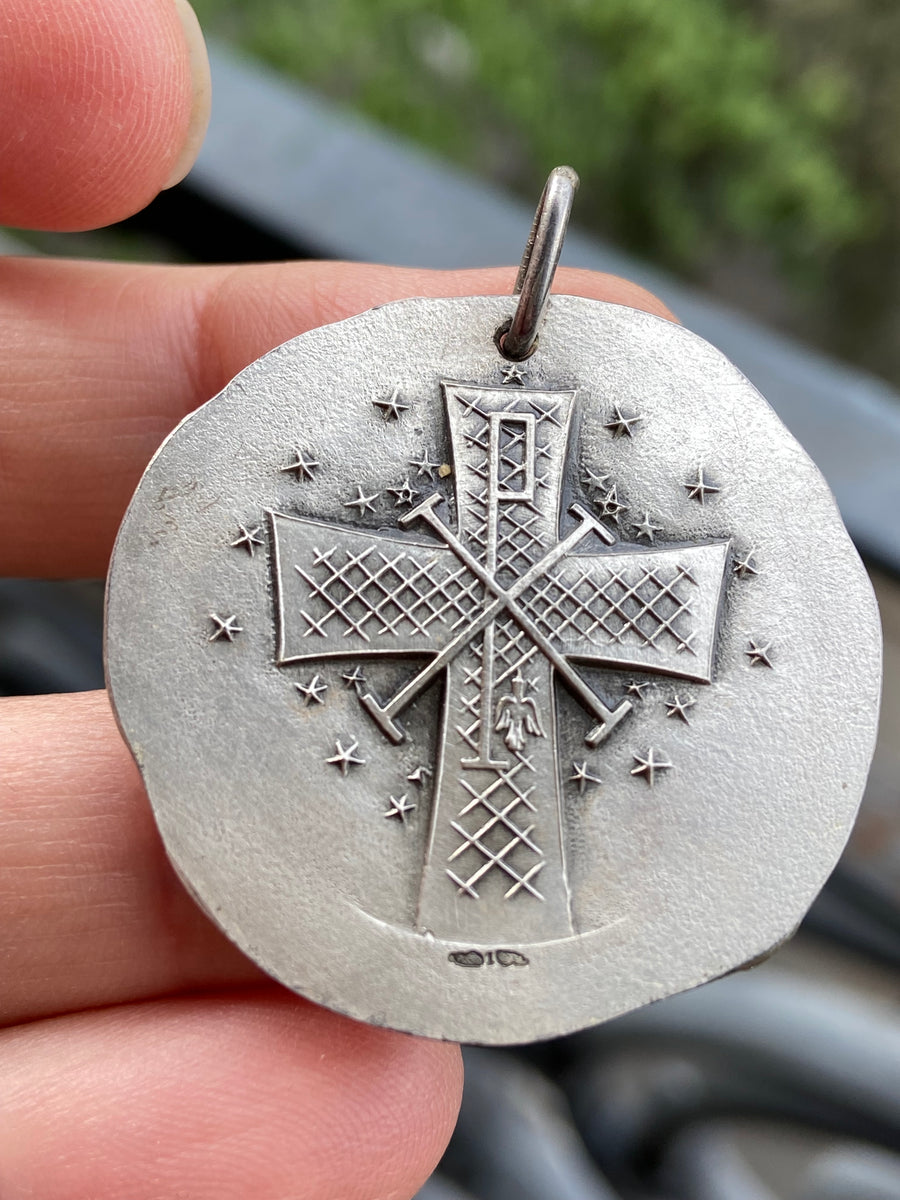 French Mother Mary Medal Pendant