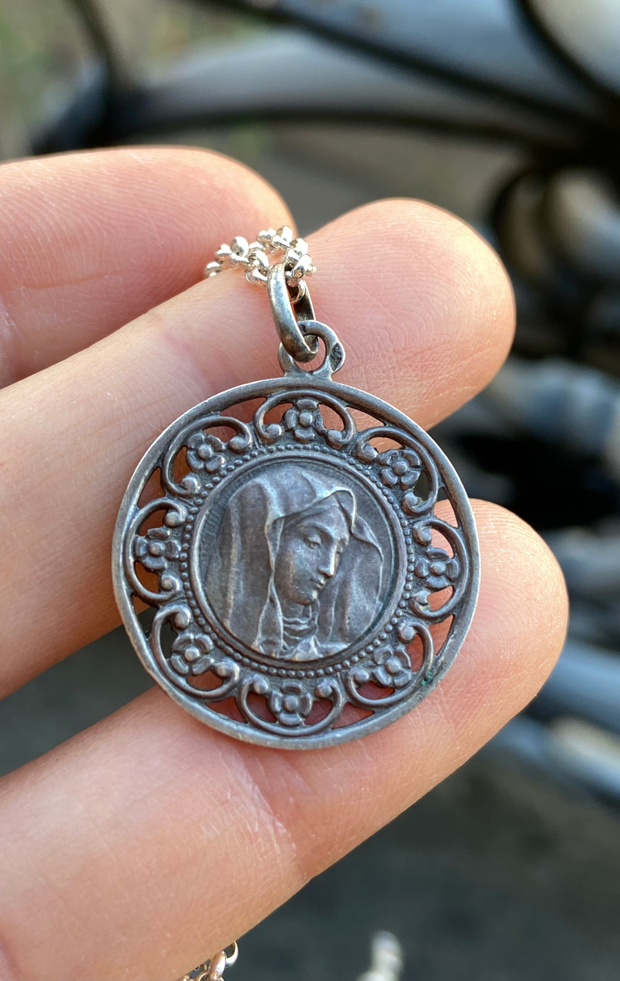 Our Lady of Sorrows Medal Pendant, Antique French - ShopSacredBarcelona