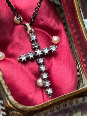 Antique Diamond Cross Pendant Necklace