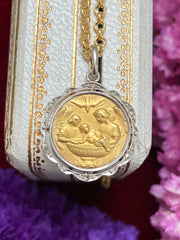 Gold Guardian Angel Medal Pendant