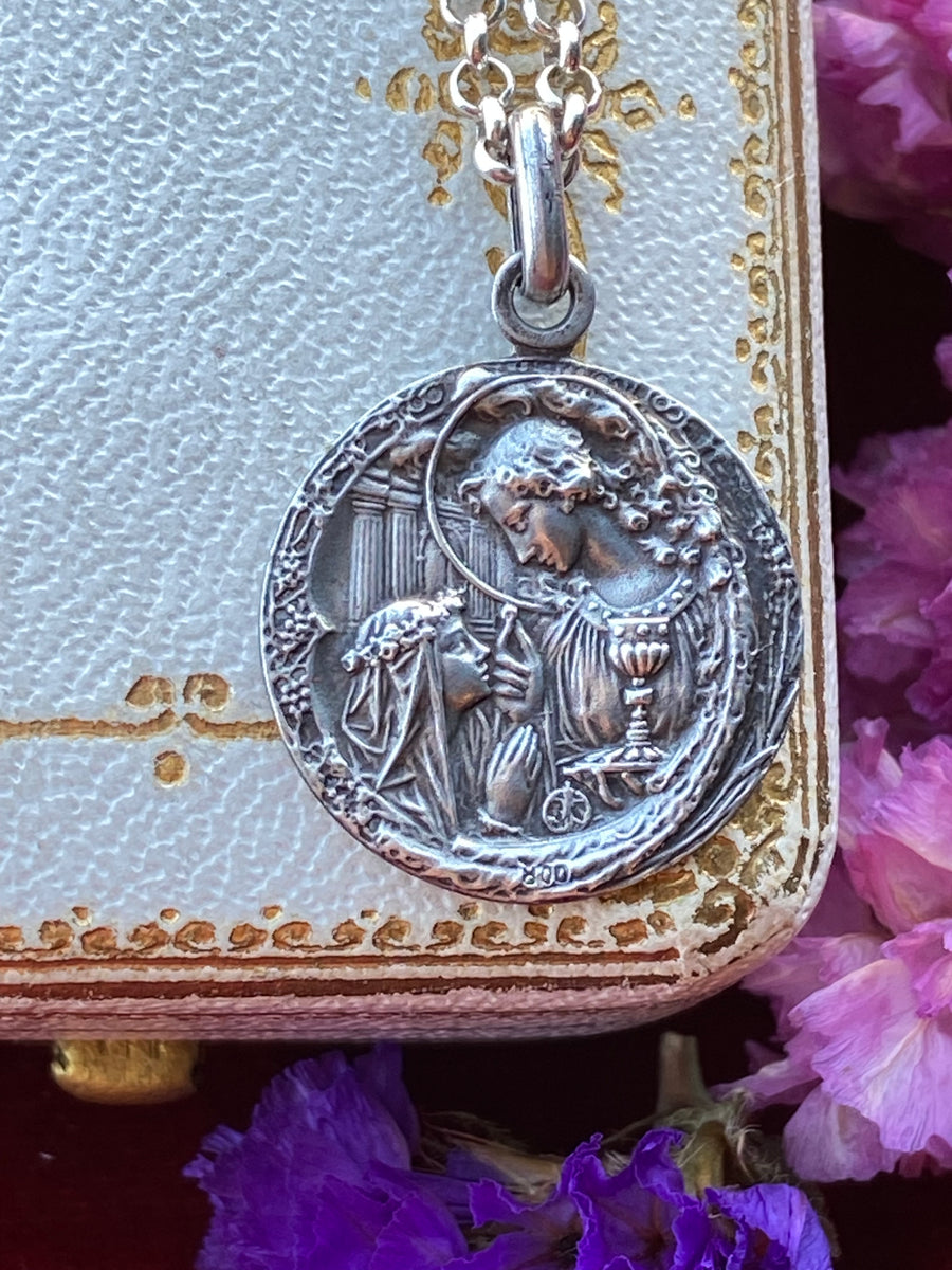 Antique Guardian Angel Medal Pendant