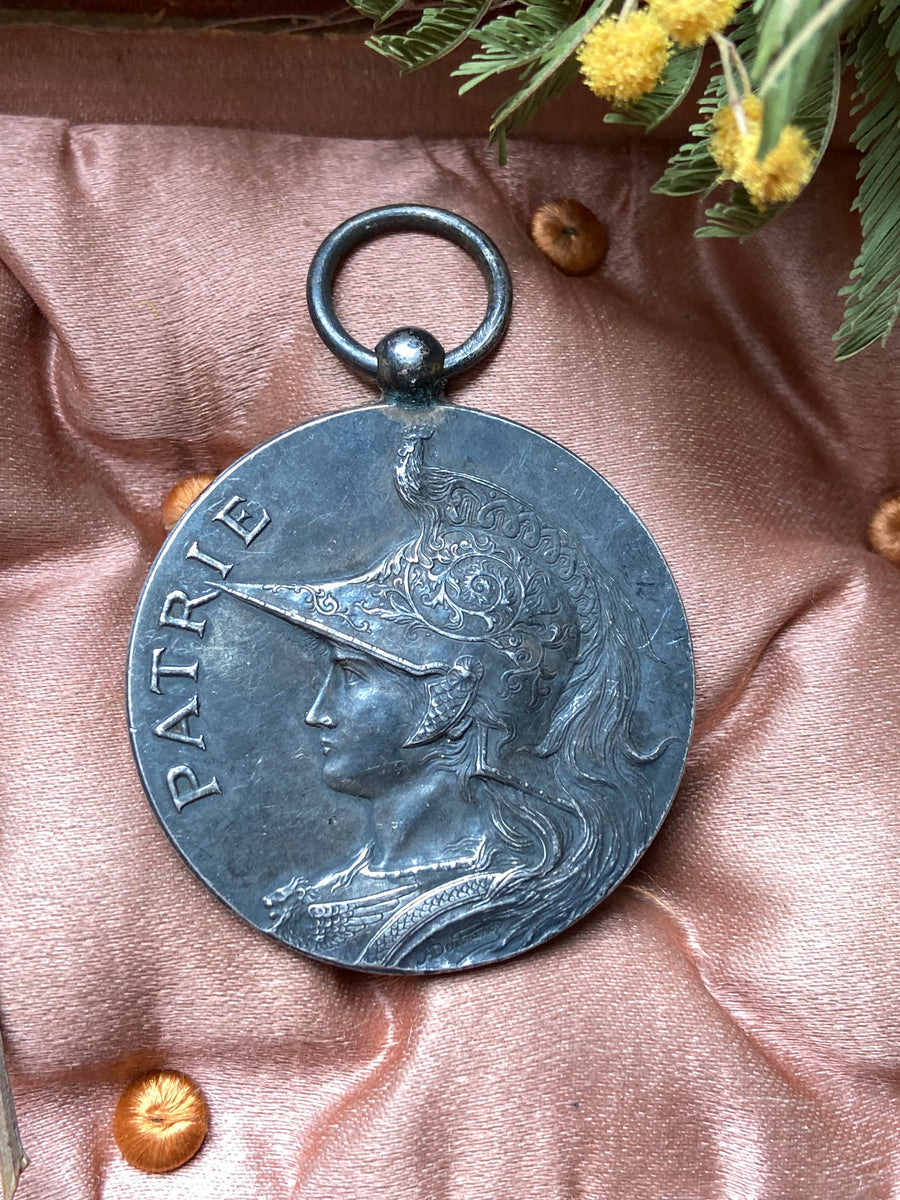 Antique French Warrior Silver Medal Pendant