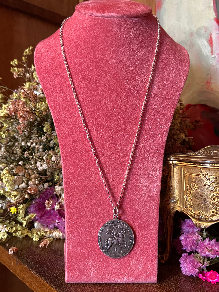 Antique Saint Joan of Arc Medal Pendant - ShopSacredBarcelona