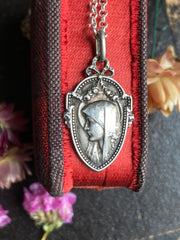 Mother Mary Art Nouveau Medal Pendant