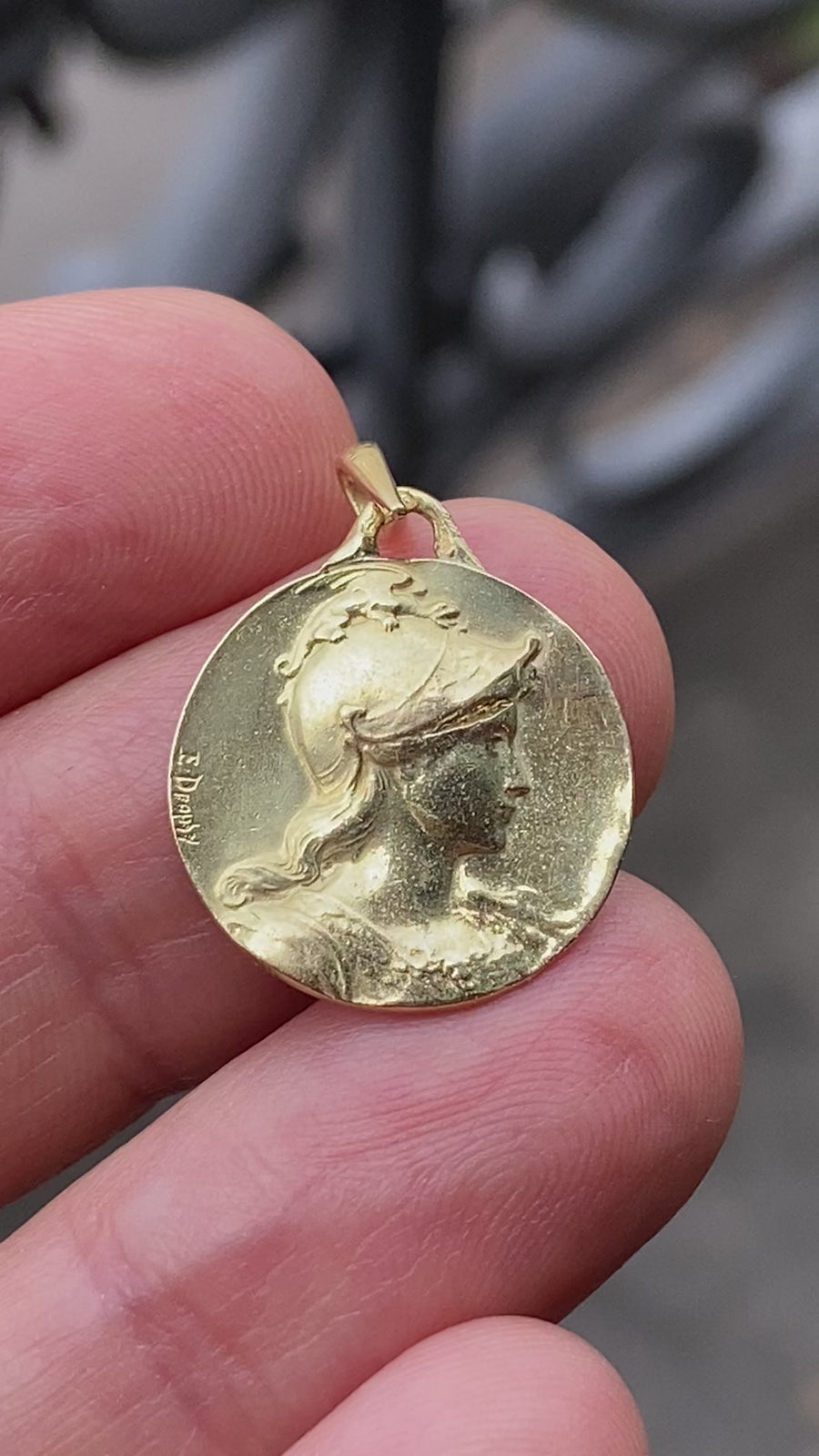 Antique French Gallia Goddess Medal Pendant