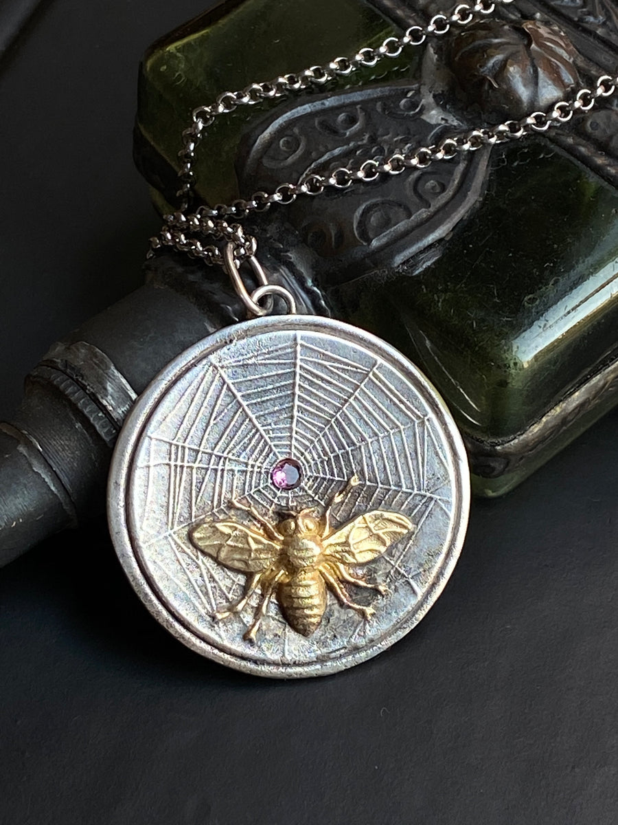 Spider Web Fly Necklace in Sterling Silver - ShopSacredBarcelona