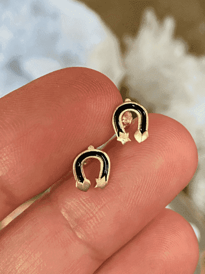 Gold Good Luck Horseshoe Earrings