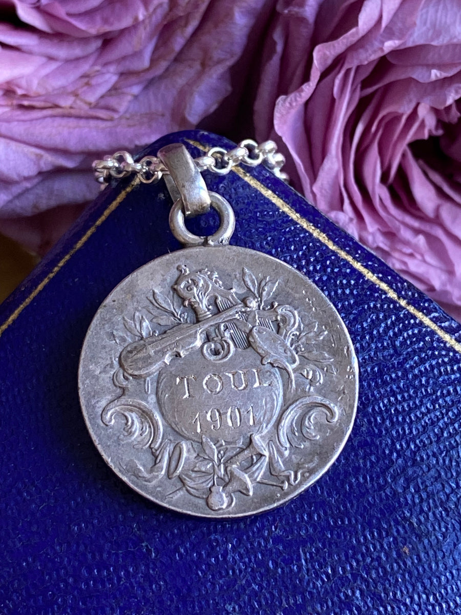 Antique French Music Muse Medallion - ShopSacredBarcelona