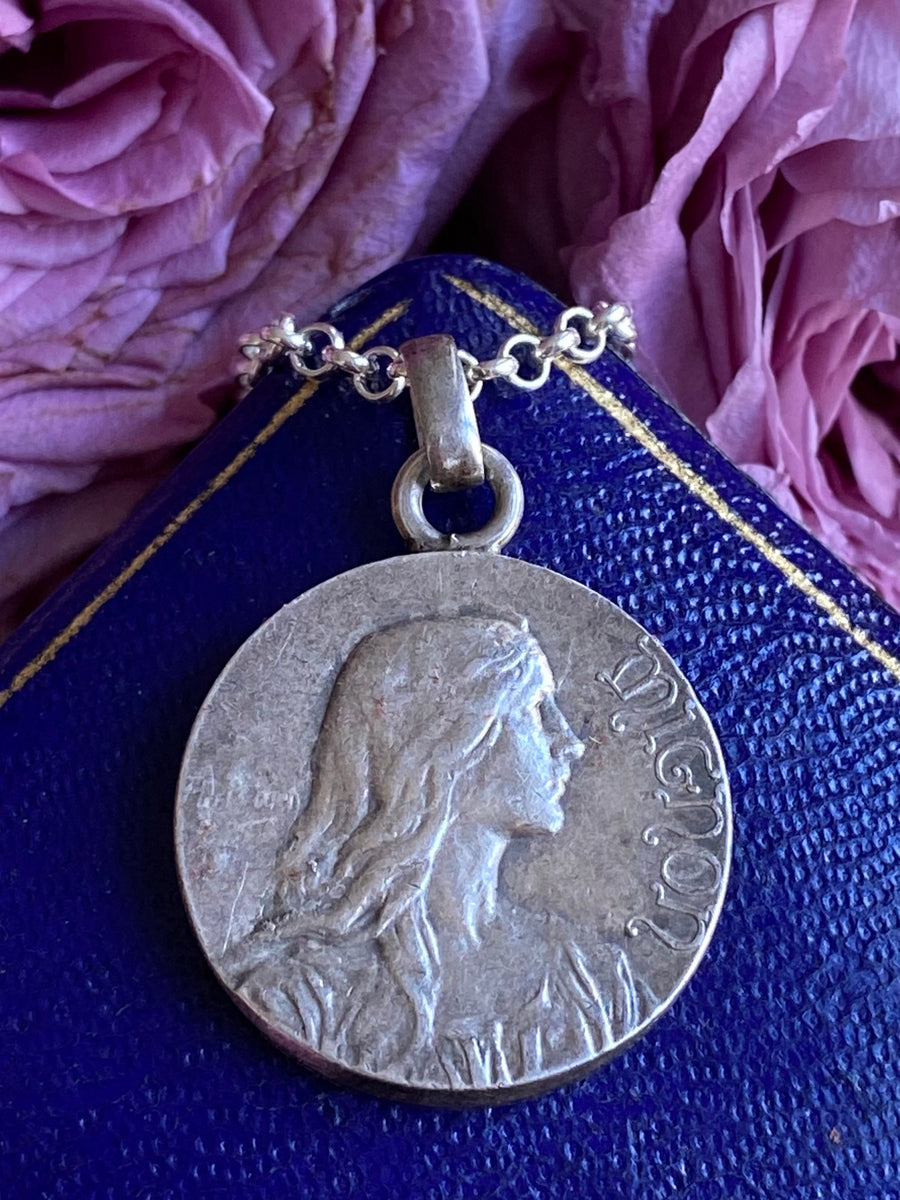 Antique French Music Muse Medallion - ShopSacredBarcelona
