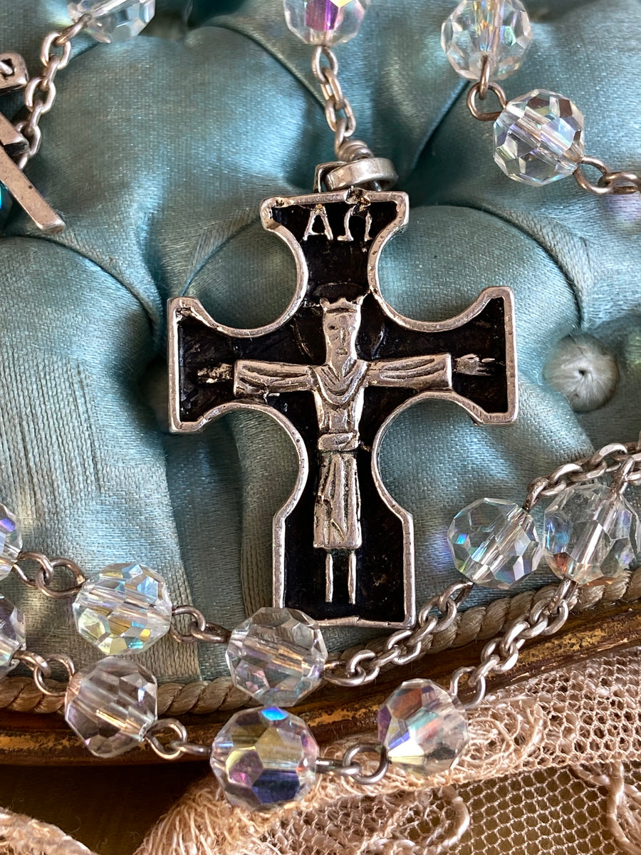 Silver Rosary Religious Necklace